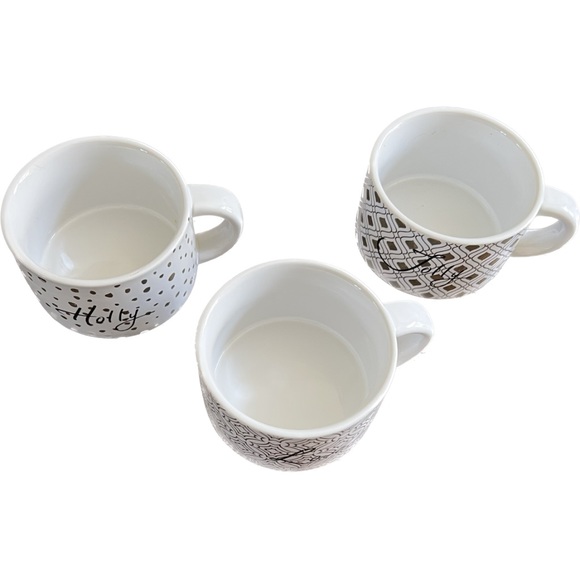SET OF THREE WHITE COFFEE MUGS WITH DISPLAY STAND - Picture 6 of 6
